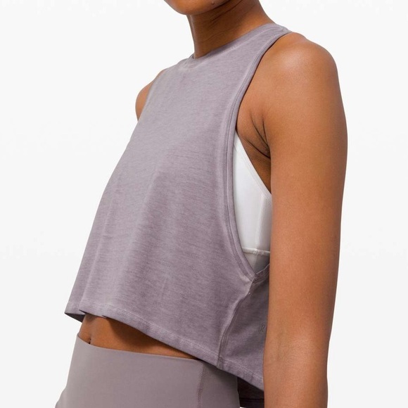 Lululemon Cut Back Crop Tank Wash Grey - Picture 2 of 10